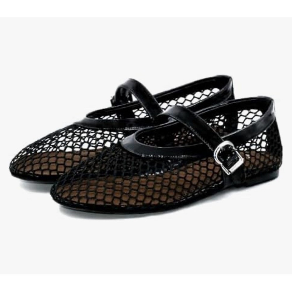 VBDB Black Mesh Ballet Maryjane Shoes 7.5